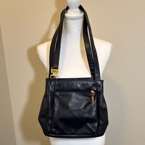 Charter Club Black Shoulder Tote with Gold Accents